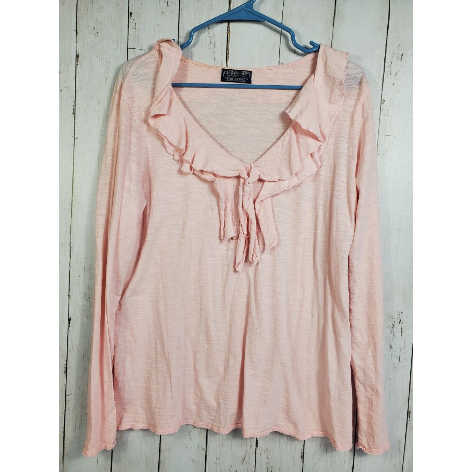 Polo Jeans Company Ralph Lauren Light Pink Ruffle Blouse Women's No Size Tag